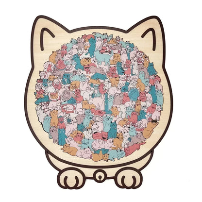 🎁 135-Piece Cat-Shaped Wooden Jigsaw Puzzle — A Charming Gift for Cat Lovers