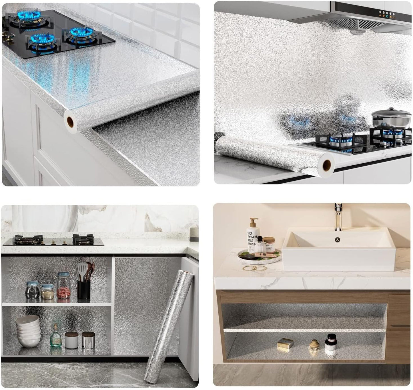 Silver Kitchen Backsplash Wallpaper Stickers