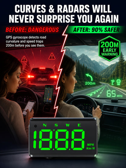 🚀 3D GPS HUD: Plug USB to slash driving risk, No more head-down distraction!