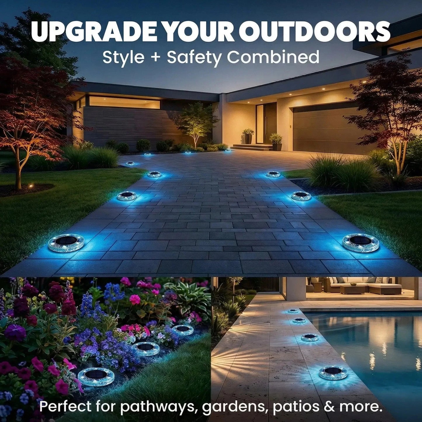 ✨Solar Outdoor Mosaic Disk Lights, Waterproof Decorative Pathway LED Light