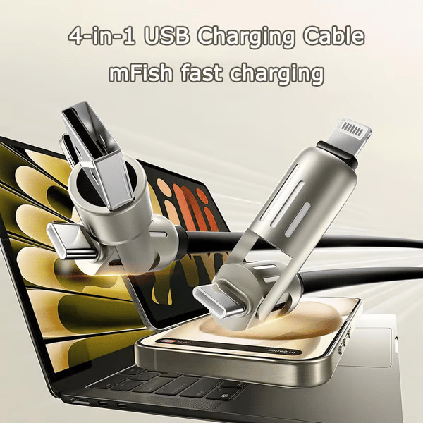 🎉اليوم الأخير - اشترِ واحدًا واحصل على الثاني مجانًا🔥 كابل شحن USB 4 في 1 (شحن سريع بحد أقصى 240 واط)