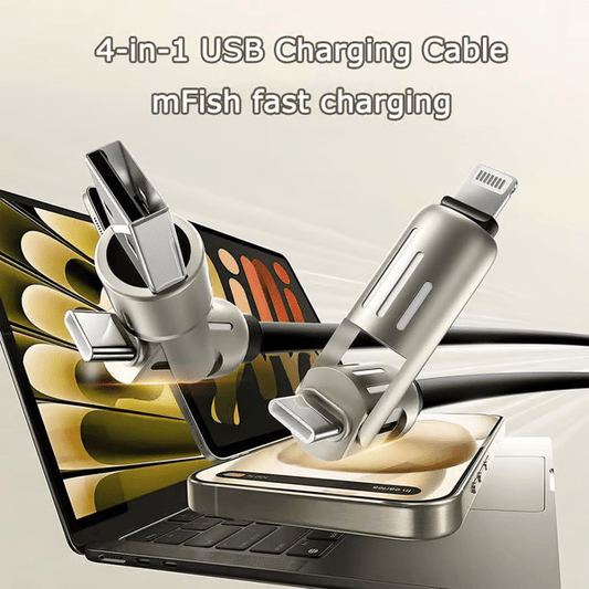 🎉اليوم الأخير - اشترِ واحدًا واحصل على الثاني مجانًا🔥 كابل شحن USB 4 في 1 (شحن سريع بحد أقصى 240 واط)