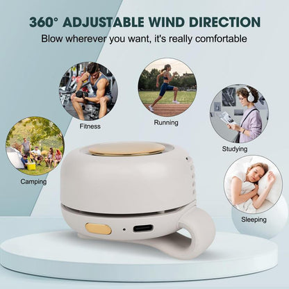 Portable Silent Mini Bladeless Electric Fan with Rotating Body and Three-Speed Adjustable Silent Cooling