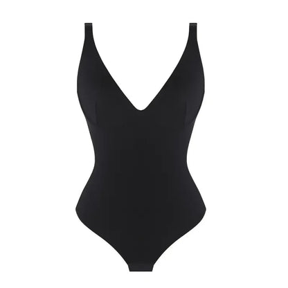 Women V Neck Bodysuit Thong Tummy Control Shapewear Basic Fabric Fashion Womenswear