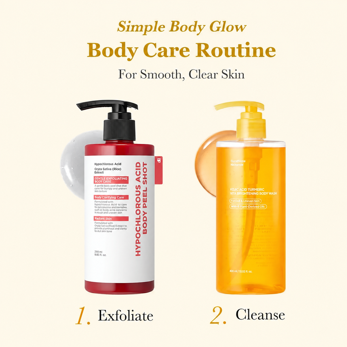 Smooth & Clear Body Care Set | Hypochlorous Acid Body Peel Shot