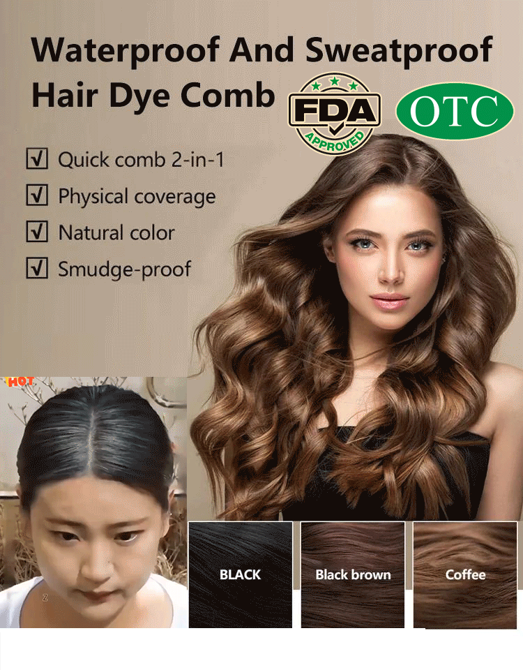 【100% coverage for gray hair】Waterproof and sweat-proof hair dye stick💯Pure plant-based ingredients, safe and physically conceals gray hair
