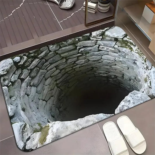 🌀 3D Infinite Abyss Optical Illusion Doormat, Hyper Real Void Visual Floor Mat Non-Slip For Entrance Bathroom