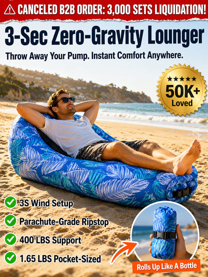 🏕️ Zero-Gravity Lounger | 3S Wind Setup | 400lbs Support | Pocket-Sized | Ergonomic Headrest 🌊