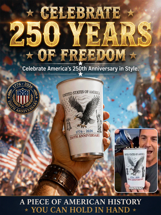 🥂 Toast to the 250th anniversary of our nation! Pour your chilled beverage, and watch the Star-Spangled Banner 🇺🇸 appear vividly on the cup surface.