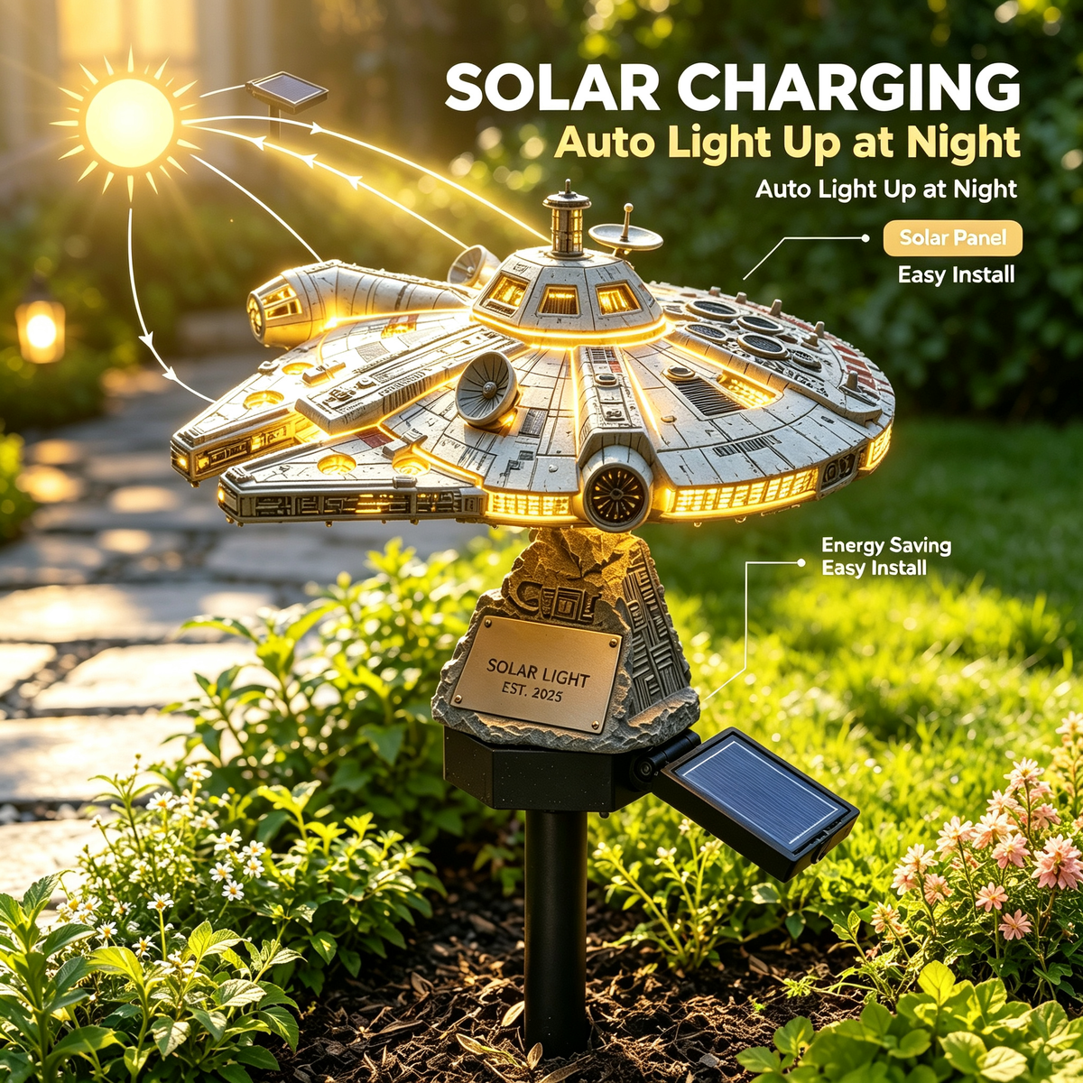 🌟60th Anniversary Enterprise NCC-1701 Solar Garden Light