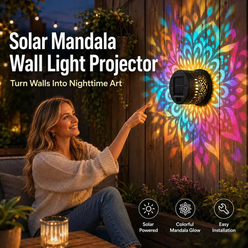 ⏳Half Price! Solar Mandala Projection Lamp, Wall & Yard Dual Use IP65 Waterproof