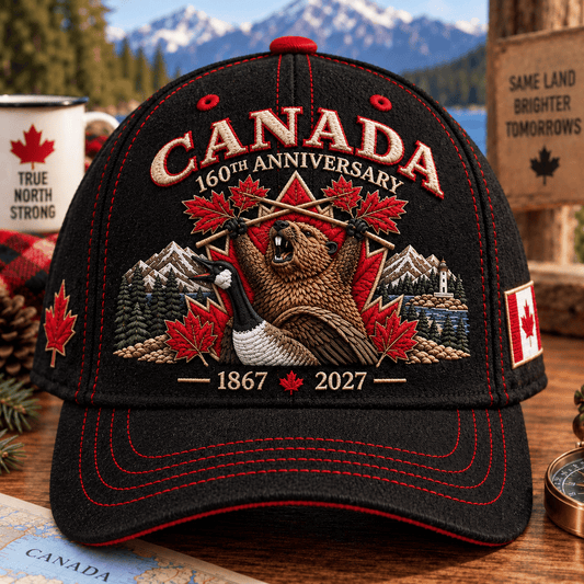 🔥LAST DAY 50% OFF - 🍁 Canada 160th Anniversary 1867–2027 – Premium Embroidered Heritage Cap 100% Cotton