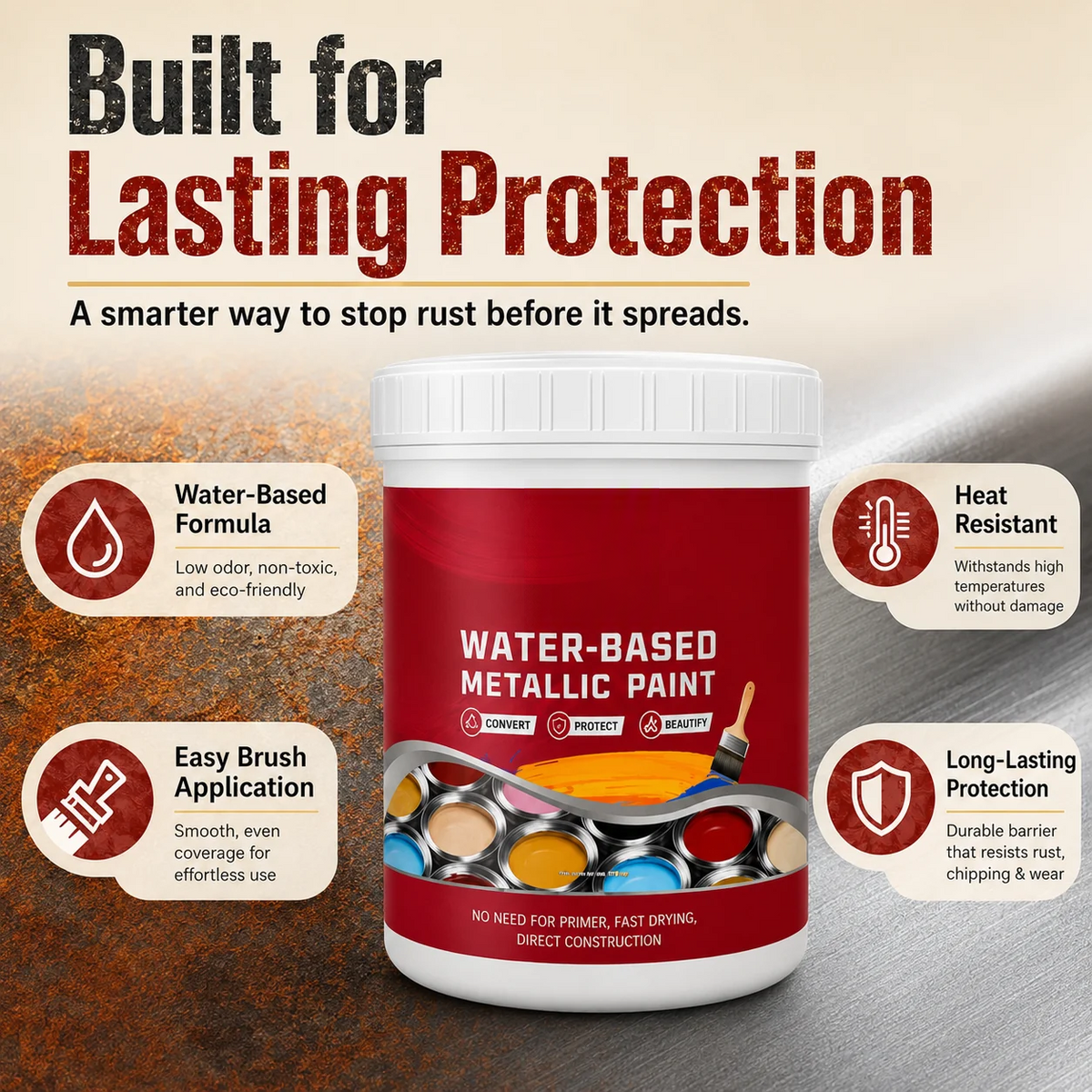 ⌛Time‑Limited Special⏰Rust ConverterMetallic Paint – One coatstops rust, no sanding, no fumes. 🔨🛡️
