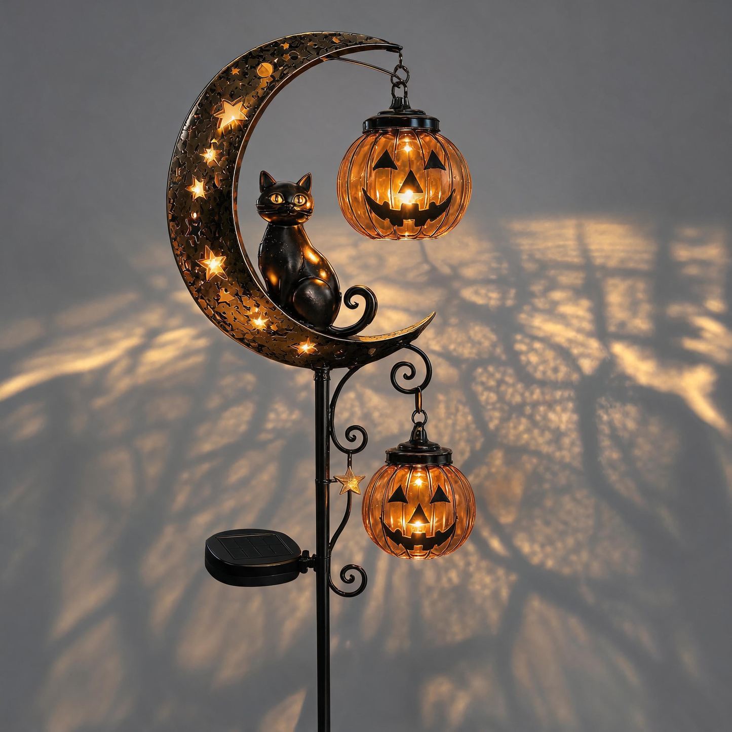 ⏰Last day Promotion 🔥-👻 Solar Halloween Garden Stake Light with Black Cat & Pumpkin