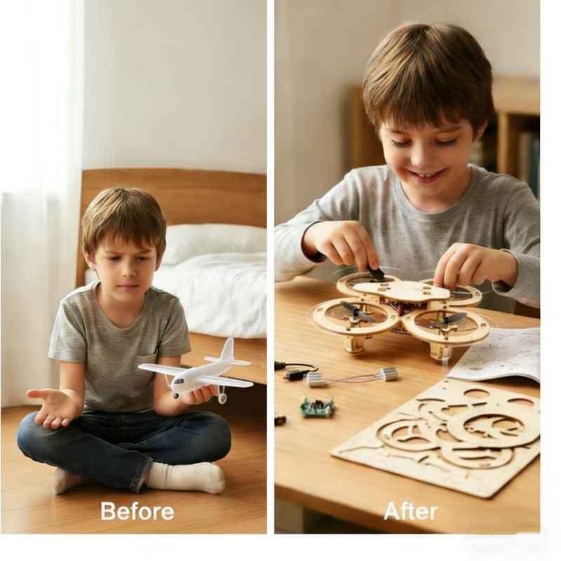 🔥🧩 DIY Wooden Drone Building Kit 🚁