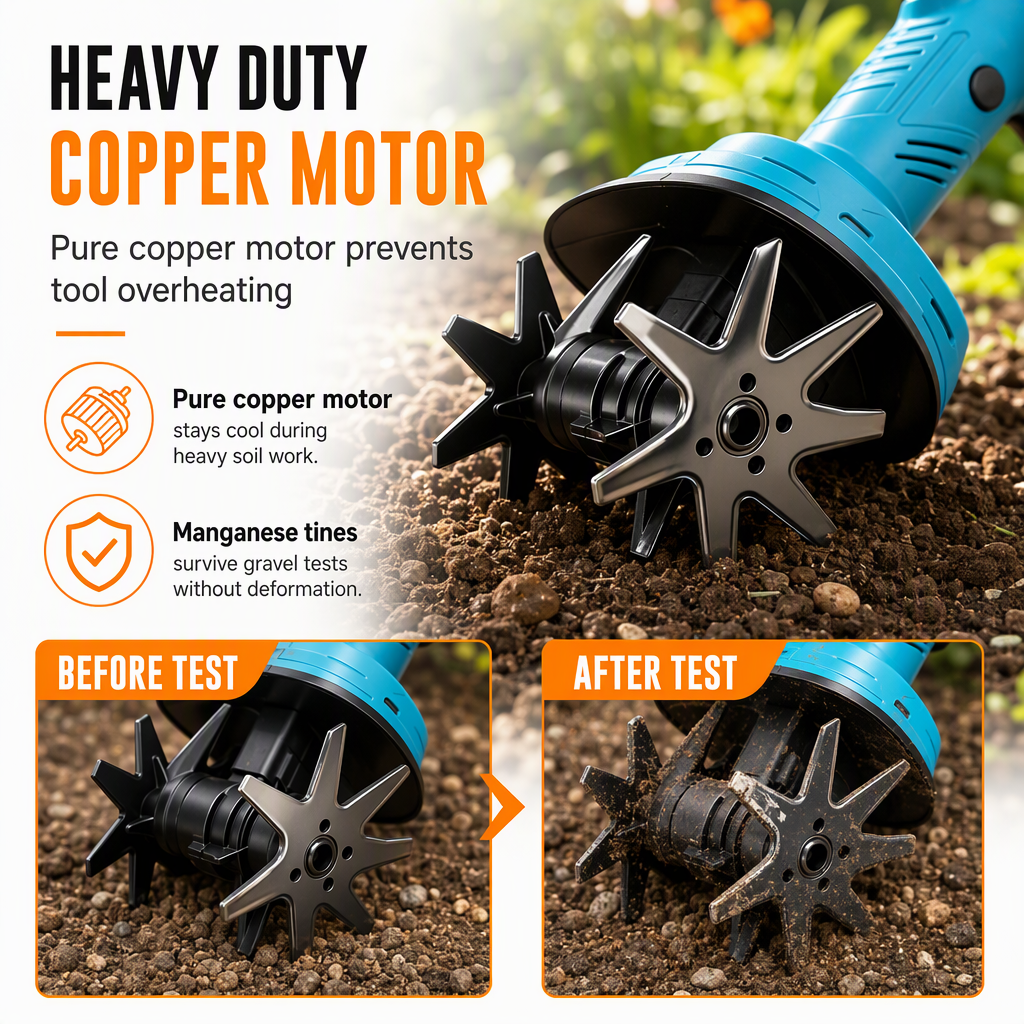 🌱 Cordless Electric Handheld Garden Tiller - Battery Powered Soil Cultivator 🌿